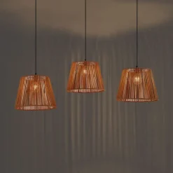 QAZQA Gartenbeleuchtung|Pendelleuchten Außen*Außenhängeleuchte schwarz mit orangefarbenen Seilschirmen 3-flammig IP44 - Cava Jayla