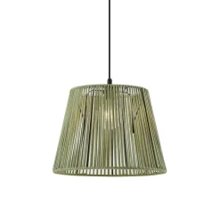 QAZQA Pendelleuchten Außen|Gartenbeleuchtung*Außenhängeleuchte schwarz mit grünem Seilschirm IP44 - Cava Jayla