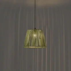 QAZQA Pendelleuchten Außen|Gartenbeleuchtung*Außenhängeleuchte schwarz mit grünem Seilschirm IP44 - Cava Jayla