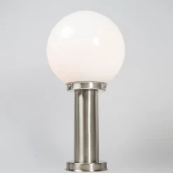 QAZQA Stehlampen Außen|Gartenbeleuchtung*Außenlampe Stahl Edelstahl 50 cm - Sfera mit Erdungsstift und Kabelmuffe