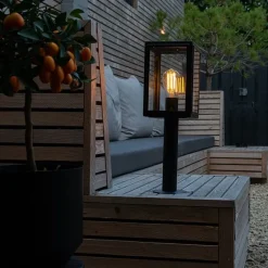 QAZQA Gartenbeleuchtung|Laternen Außen*Außenlampenmast grau 50 cm IP44 - Sutton