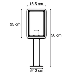 QAZQA Gartenbeleuchtung|Laternen Außen*Außenlampenmast grau 50 cm IP44 - Sutton