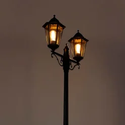 QAZQA Gartenbeleuchtung|Laternen Außen*Außenlaterne schwarz 220 cm 2-flammig IP44 - Havanna