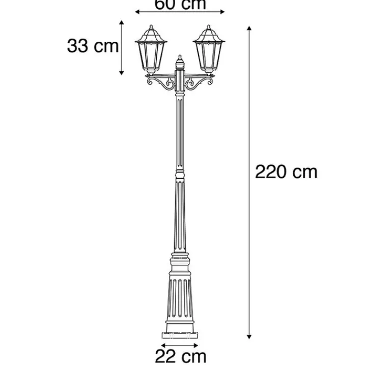 QAZQA Gartenbeleuchtung|Laternen Außen*Außenlaterne schwarz 220 cm 2-flammig IP44 - Havanna