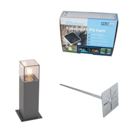 QAZQA Stehlampen Außen|Gartenbeleuchtung*Außenleuchte 30 cm anthrazit mit Erdungsstift und Kabelmuffe - Dänemark