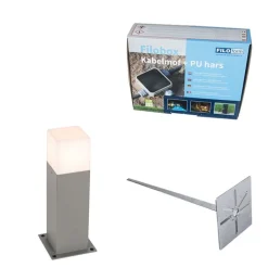 QAZQA Stehlampen Außen|Gartenbeleuchtung*Außenleuchte 30 cm grau mit Erdungsstift und Kabelmuffe - Dänemark