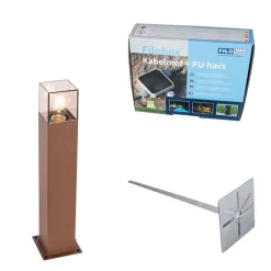 QAZQA Stehlampen Außen|Gartenbeleuchtung*Außenleuchte 50 cm rostbraun mit Erdungsstift und Kabelmuffe - Dänemark