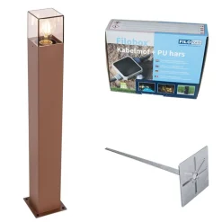 QAZQA Stehlampen Außen|Gartenbeleuchtung*Außenleuchte 70 cm rostbraun mit Erdungsstift und Kabelmuffe - Dänemark