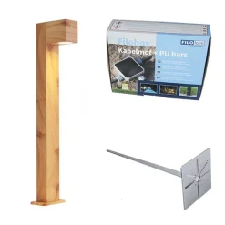 QAZQA Stehlampen Außen|Gartenbeleuchtung*Außenleuchte Aluminium mit Holzdruck mit Erdspieß und Kabelverschraubung 65cm IP44 - Baleno
