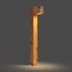 QAZQA Stehlampen Außen|Gartenbeleuchtung*Außenleuchte Aluminium mit Holzdruck mit Erdspieß und Kabelverschraubung 65cm IP44 - Baleno