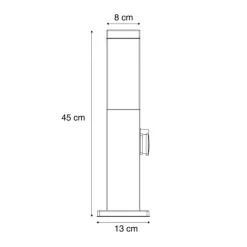QAZQA Gartenbeleuchtung|Stehlampen Außen*Außenleuchte Dunkelgrau mit Opalglas 45cm IP44 mit Steckdose und Bewegungssensor - Malios