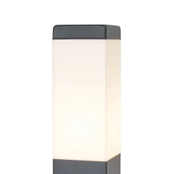 QAZQA Stehlampen Außen|Gartenbeleuchtung*Außenleuchte Dunkelgrau mit Opalglas 80cm IP44 mit Steckdose und Bewegungssensor - Malios