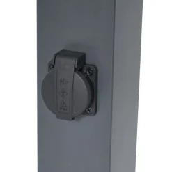 QAZQA Stehlampen Außen|Gartenbeleuchtung*Außenleuchte Dunkelgrau mit Opalglas 80cm IP44 mit Steckdose und Bewegungssensor - Malios