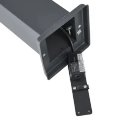 QAZQA Gartenbeleuchtung|Stehlampen Außen*Außenleuchte Dunkelgrau mit Rauchglas 45cm IP44 mit Steckdose und Bewegungssensor - Malios