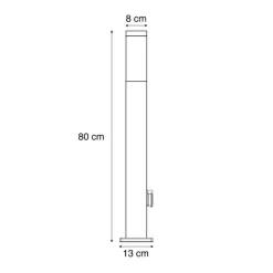 QAZQA Gartenbeleuchtung|Stehlampen Außen*Außenleuchte Rostbraun mit Klarglas 80cm IP44 mit Steckdose und Bewegungssensor - Malios