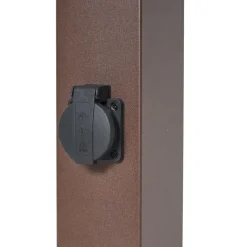 QAZQA Gartenbeleuchtung|Stehlampen Außen*Außenleuchte Rostbraun mit Klarglas 80cm IP44 mit Steckdose und Bewegungssensor - Malios