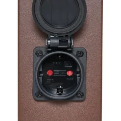 QAZQA Gartenbeleuchtung|Stehlampen Außen*Außenleuchte Rostbraun mit Klarglas 80cm IP44 mit Steckdose und Bewegungssensor - Malios