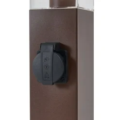 QAZQA Gartenbeleuchtung|Stehlampen Außen*Außenleuchte Rostbraun mit Klarglas 45cm IP44 mit Steckdose und Bewegungssensor - Malios