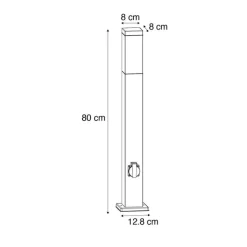 QAZQA Gartenbeleuchtung|Stehlampen Außen*Außenleuchte Stahl 80 cm mit Fassung IP44 - Malios