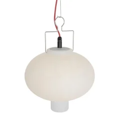 QAZQA Gartenbeleuchtung|Pendelleuchten Außen*Außen-Pendelleuchte weiß 35 cm mit rotem Stecker IP44 - Pion