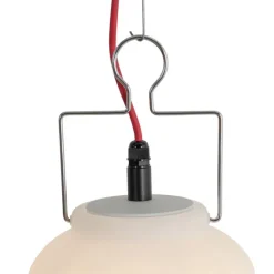 QAZQA Gartenbeleuchtung|Pendelleuchten Außen*Außenpendelleuchte weiß 20 cm mit rotem Stecker IP44 - Pion