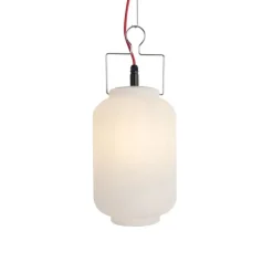 QAZQA Gartenbeleuchtung|Pendelleuchten Außen*Außenpendelleuchte weiß 20 cm mit rotem Stecker IP44 - Pion