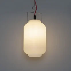 QAZQA Gartenbeleuchtung|Pendelleuchten Außen*Außenpendelleuchte weiß 20 cm mit rotem Stecker IP44 - Pion