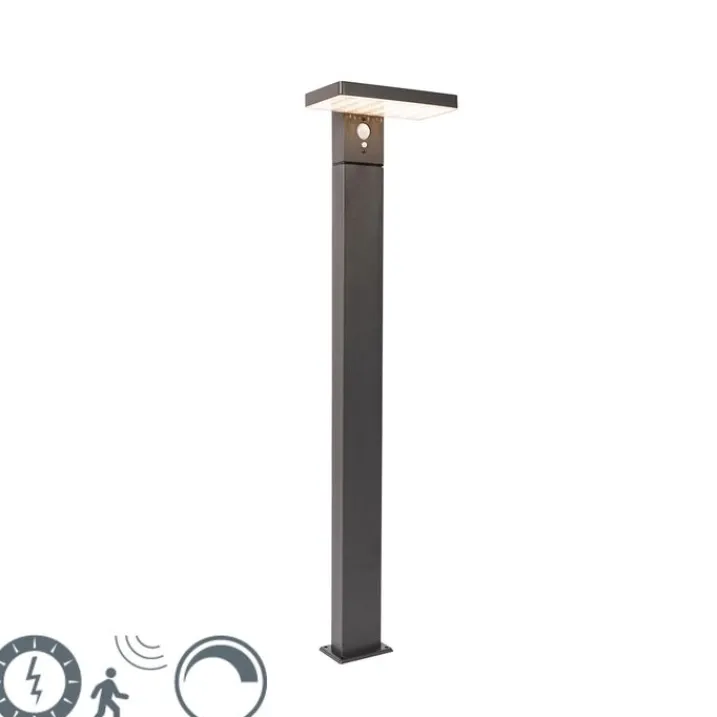 QAZQA Gartenbeleuchtung|Led-Außenleuchten*Außenpfosten dunkelgrau 80 cm inkl. LED und Abblendlicht auf Solar - Sunnie