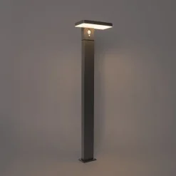 QAZQA Gartenbeleuchtung|Led-Außenleuchten*Außenpfosten dunkelgrau 80 cm inkl. LED und Abblendlicht auf Solar - Sunnie