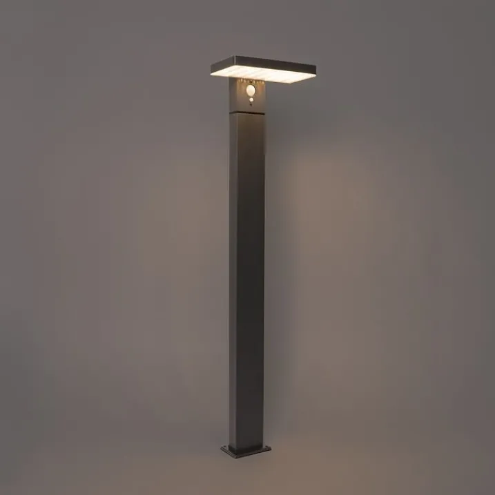 QAZQA Gartenbeleuchtung|Led-Außenleuchten*Außenpfosten dunkelgrau 80 cm inkl. LED und Abblendlicht auf Solar - Sunnie