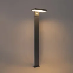 QAZQA Gartenbeleuchtung|Led-Außenleuchten*Außenpfosten dunkelgrau 80 cm inkl. LED und Abblendlicht auf Solar - Sunnie