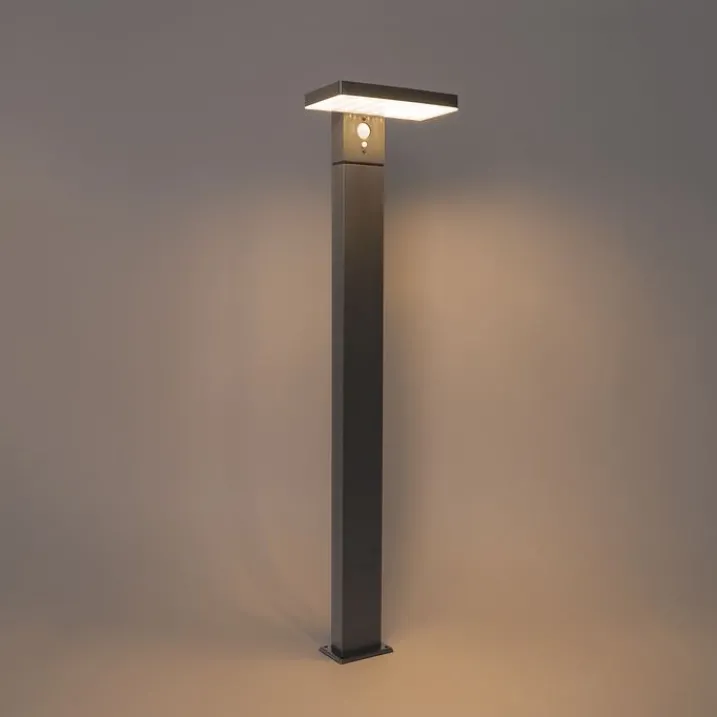 QAZQA Gartenbeleuchtung|Led-Außenleuchten*Außenpfosten dunkelgrau 80 cm inkl. LED und Abblendlicht auf Solar - Sunnie