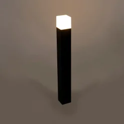 QAZQA Stehlampen Außen|Gartenbeleuchtung*Außenpfosten schwarzes Opalglas 70 cm Erdungsstift und Kabeltülle - Dänemark