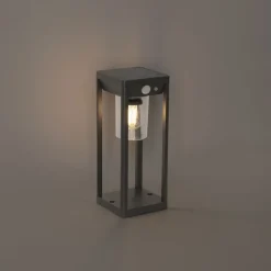 QAZQA Gartenbeleuchtung|Led-Außenleuchten*Außenpoller dunkelgrau 25 cm mit Abblendlicht und Solarsensor - Sonne