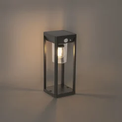 QAZQA Gartenbeleuchtung|Led-Außenleuchten*Außenpoller dunkelgrau 25 cm mit Abblendlicht und Solarsensor - Sonne