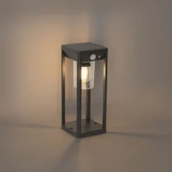 QAZQA Gartenbeleuchtung|Led-Außenleuchten*Außenpoller dunkelgrau 25 cm mit Abblendlicht und Solarsensor - Sonne