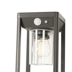 QAZQA Gartenbeleuchtung|Led-Außenleuchten*Außenpoller dunkelgrau 25 cm mit Abblendlicht und Solarsensor - Sonne