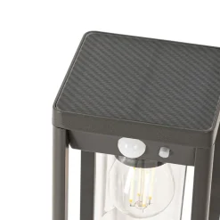 QAZQA Gartenbeleuchtung|Led-Außenleuchten*Außenpoller dunkelgrau 25 cm mit Abblendlicht und Solarsensor - Sonne