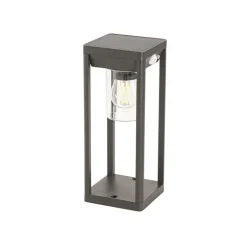 QAZQA Gartenbeleuchtung|Led-Außenleuchten*Außenpoller dunkelgrau 25 cm mit Abblendlicht und Solarsensor - Sonne