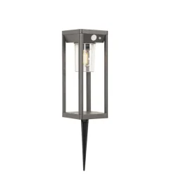 QAZQA Gartenbeleuchtung|Led-Außenleuchten*Außenpoller dunkelgrau 25 cm mit Abblendlicht und Solarsensor - Sonne