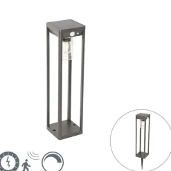 QAZQA Gartenbeleuchtung|Led-Außenleuchten*Außenpoller dunkelgrau 40 cm inkl. LED und Solar - Sonne