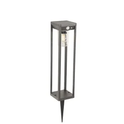 QAZQA Gartenbeleuchtung|Led-Außenleuchten*Außenpoller dunkelgrau 40 cm inkl. LED und Solar - Sonne