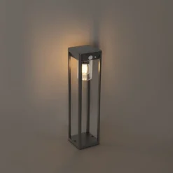 QAZQA Gartenbeleuchtung|Led-Außenleuchten*Außenpoller dunkelgrau 40 cm inkl. LED und Solar - Sonne