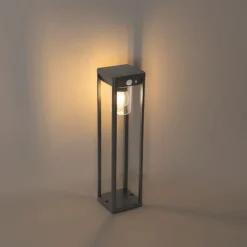 QAZQA Gartenbeleuchtung|Led-Außenleuchten*Außenpoller dunkelgrau 40 cm inkl. LED und Solar - Sonne