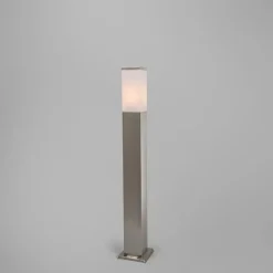 QAZQA Stehlampen Außen|Gartenbeleuchtung*Außen-Stablampe Stahl 80cm IP44 - Malios mit Erdspieß und Kabelverschraubung