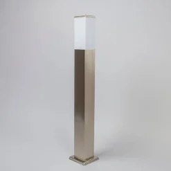 QAZQA Stehlampen Außen|Gartenbeleuchtung*Außen-Stablampe Stahl 80cm IP44 - Malios mit Erdspieß und Kabelverschraubung