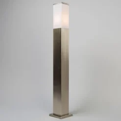 QAZQA Stehlampen Außen|Gartenbeleuchtung*Außen-Stablampe Stahl 80cm IP44 - Malios mit Erdspieß und Kabelverschraubung