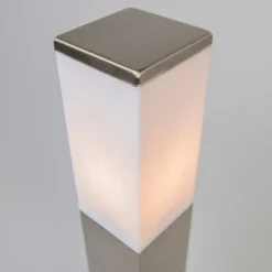 QAZQA Stehlampen Außen|Gartenbeleuchtung*Außen-Stablampe Stahl 80cm IP44 - Malios mit Erdspieß und Kabelverschraubung