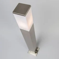 QAZQA Stehlampen Außen|Gartenbeleuchtung*Außen-Stablampe Stahl 80cm IP44 - Malios mit Erdspieß und Kabelverschraubung