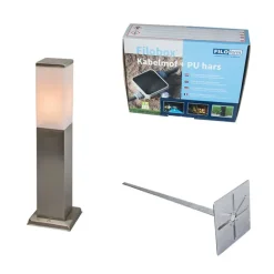 QAZQA Stehlampen Außen|Gartenbeleuchtung*Außen-Stablampe Stahl 45cm IP44 - Malios mit Erdspieß und Kabelverschraubung
